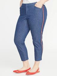 Mid-Rise Secret-Slim Pockets Plus-Size Side-Stripe Pixie Pants