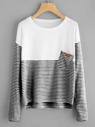 Plus Striped Pocket Patched Tee