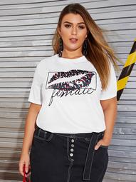 Plus Lip And Letter Graphic Tee