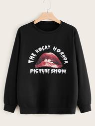 Plus Lip & Letter Graphic Sweatshirt