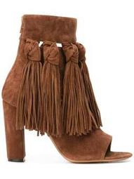 fringed open toe booties