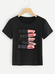 Plus Letter And Lipstick Print Tee