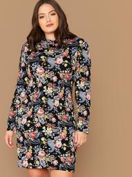 Plus Floral & Paisley Print Bodycon Dress