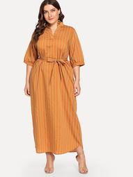 Plus Striped Belted Dress