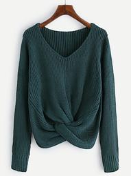 Plus Twist Front Solid Sweater