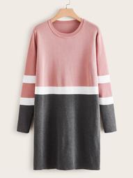 Plus Cut And Sew Round Neck Sweater Dress