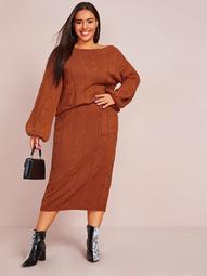 Plus Cable Knit Jumper & Sweater Skirt