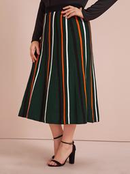 Plus Striped Knit Skirt
