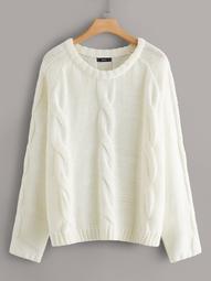 Plus Raglan Sleeve Cable Knit Sweater