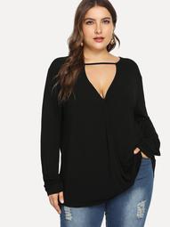 Plus V Cut Neck Slim Fitted Top