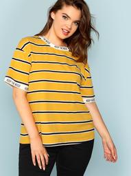 Plus Letter Tape Striped Tee