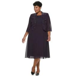 Plus Size Le Bos Sequin Trim Dress & Jacket Set