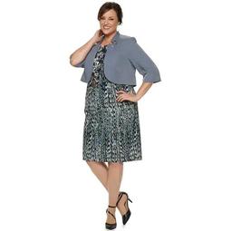 Plus Size Maya Brooke Abstract Floral Dress & Jacket Set