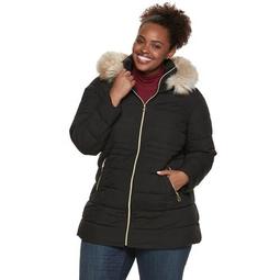 Plus Size Halitech Faux-Fur Hood Puffer Jacket