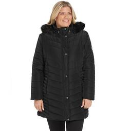 Plus Size Weathercast Faux-Fur Hood Quilted Walker Jacket