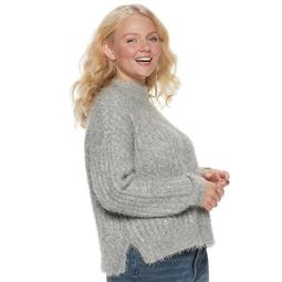 Juniors' Plus Size Candie's® Animal Eyelash Mock Neck Pullover Sweater
