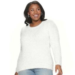 Juniors' Plus Size Mudd® Scoopneck Eyelash Pullover Sweater