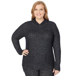 Plus Size Cuddl Duds Soft Knit Long Sleeve Tunic Hoodie