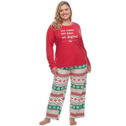 Plus Size Jammies For Your Families "We Jingled" Top & Bottoms Pajama Set