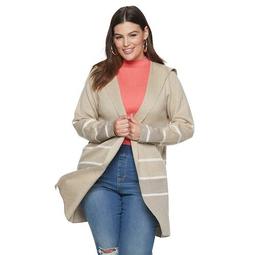 Plus Size Apt. 9® Striped Car Coat Cardigan