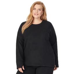 Women's Plus Size Cuddl Duds Fleecewear with Stretch Lounge Long Sleeve Pullover