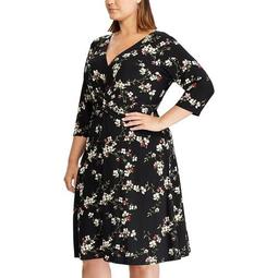 Plus Size Chaps Elbow Sleeve Fit and Flare Dress