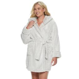Plus Size SONOMA Goods for Life™ Cozy Short Plush Robe with Hood