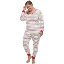 Plus Size LC Lauren Conrad Jammies For Your Families Fairisle Top & Bottoms Pajama Set