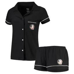 Women's Concepts Sport Black Florida State Seminoles Fairway Jersey Knit Shirt & Shorts Sleep Set