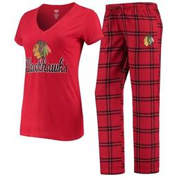 Women's Concepts Sport Red Chicago Blackhawks Troupe V-Neck T-Shirt & Pants Sleep Set