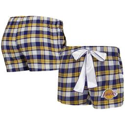 Women's Concepts Sport Purple/Gold Los Angeles Lakers Piedmont Flannel Sleep Shorts
