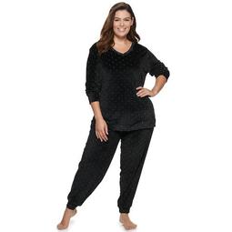 Plus Size Gloria Vanderbilt Stretch Velour 2-Piece Pajama Set