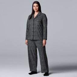 Plus Size Simply Vera Vera Wang 3-Piece Velour Pajamas & Socks Set