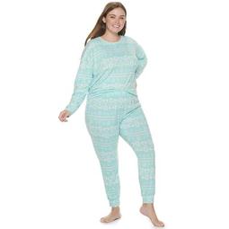 Juniors Plus Size SO 2 Piece Extra Soft Long Sleeve Top & Pant Pajama Set