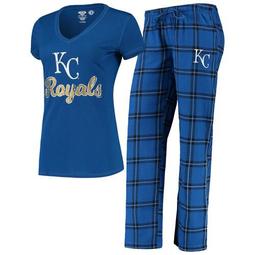Women's Concepts Sport Royal/Black Kansas City Royals Troupe V-Neck T-Shirt & Pants Sleep Set