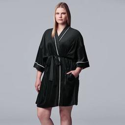 Women's Simply Vera Vera Wang 3/4 Sleeve Stretch Velour Robe