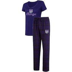 Women's Concepts Sport Purple Sacramento Kings Troupe V-Neck T-Shirt & Pants Sleep Set