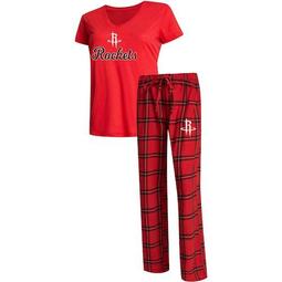 Women's Concepts Sport Red Houston Rockets Troupe V-Neck T-Shirt & Pants Sleep Set