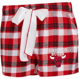 Women's Concepts Sport Red/Black Chicago Bulls Piedmont Flannel Sleep Shorts