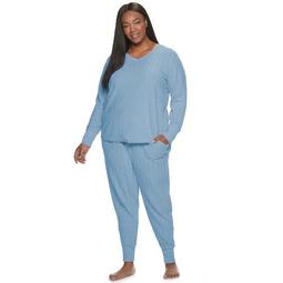 Plus Size Croft & Barrow® Cabled Microfleece Textured Pajama Set