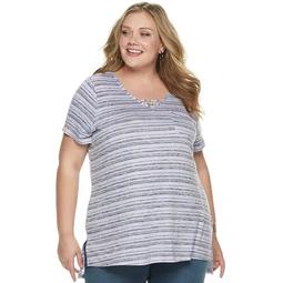 Plus Size SONOMA Goods for Life™ Knit Pocket Tunic Tee with Neckline Strap Shirt