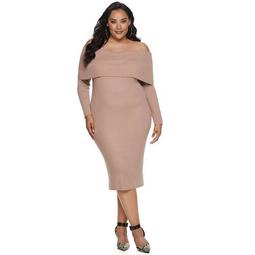 Plus Size Apt. 9® + Cara Santana Off-the-Shoulder Sweater Dress
