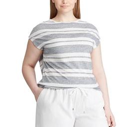 Plus Size Chaps Short Sleeve Striped Top