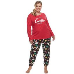 Plus Size Jammies For Your Families Milk & Cookies Family Tee & Pants Pajama Set