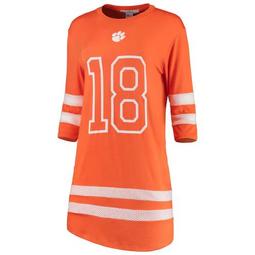 Women's Orange Clemson Tigers Mesh Sleeve Stripe Game Day Modal Dress