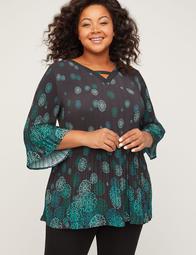 Floral Dot Pleated Georgette Tunic