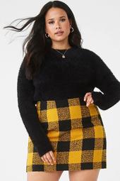 Plus Size Tweed Buffalo Plaid Skirt