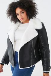 Plus Size Faux Fur-Trim Jacket