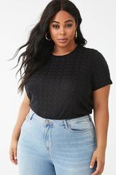 Plus Size Floral Embroidered Eyelet Top