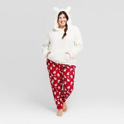Women's Plus Size Holiday Llama Pajama Set - Wondershop™ White